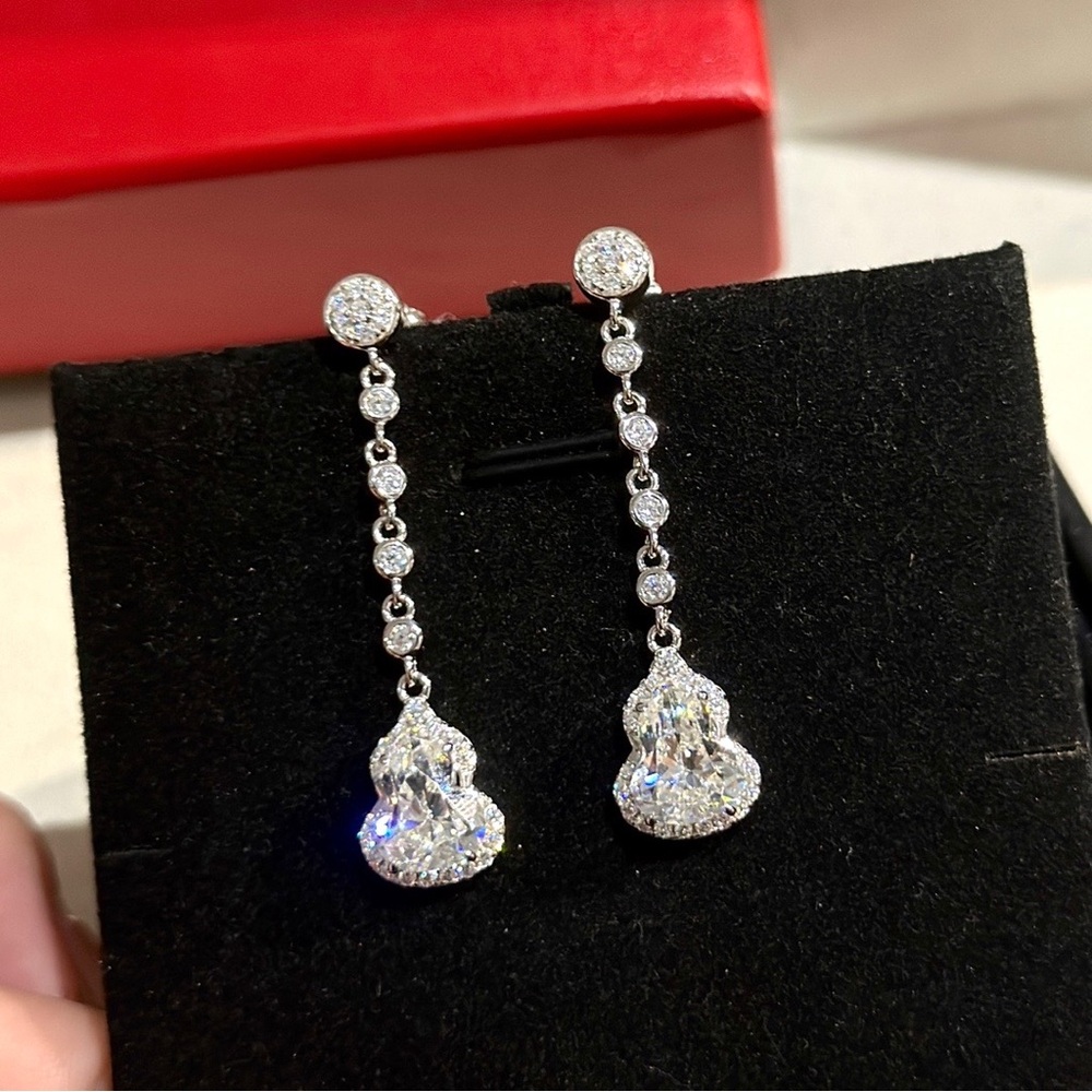 Elegant Silver Crystal Dangle Earrings